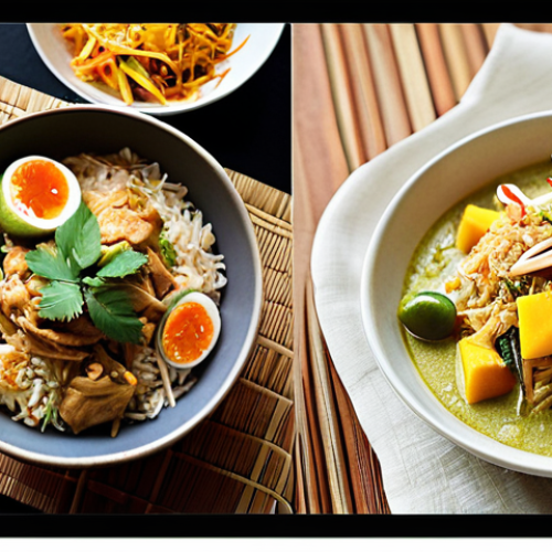**A vibrant and engaging Thai food blog layout.** Focus on appetizing photos of popular Thai dishes like Pad Thai, Green Curry, and Mango Sticky Rice. The layout should incorporate traditional Thai design elements, such as floral patterns and warm color palettes, reflecting Thai culture. Include mock ads for local Thai food products or services.