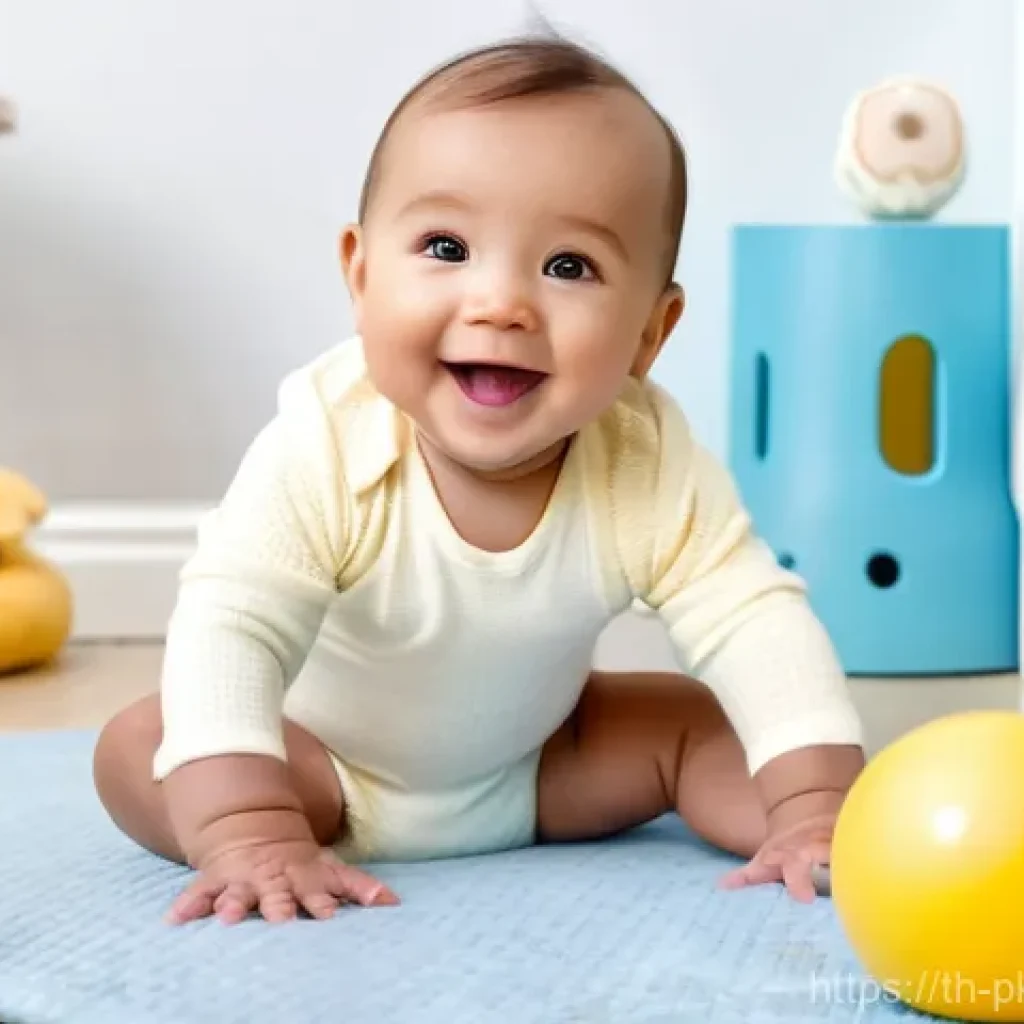 자연어 처리 모델 튜닝 후 성능 개선 사례 - A joyful baby, approximately 10 months old, wearing a clean white diaper and a soft yellow long-slee...